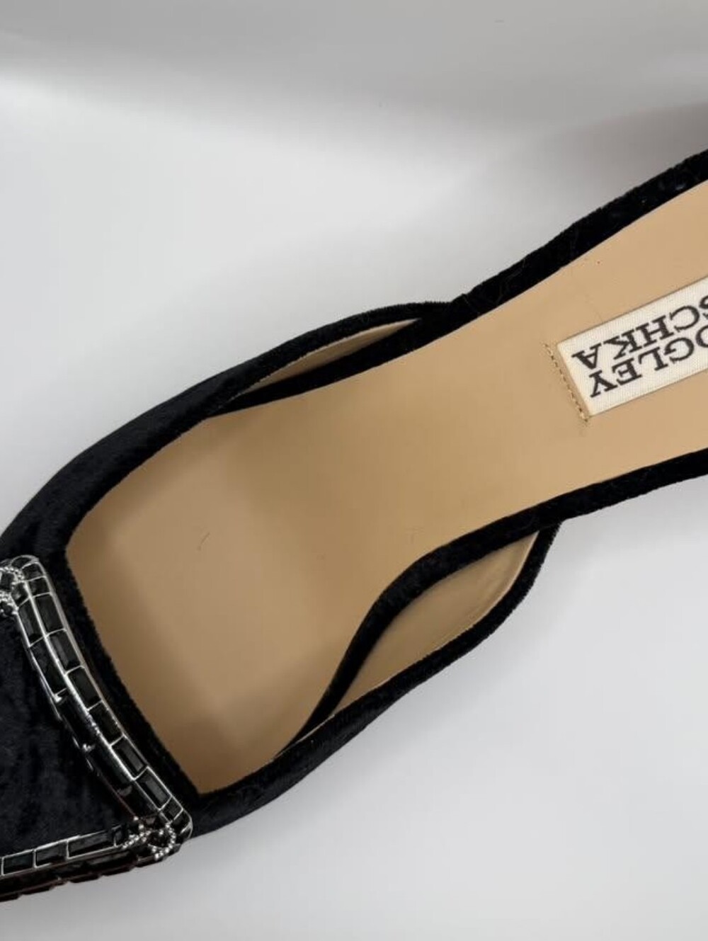 Badgley Mischka Abigayl Black Velvet Kitten Heel Mule Size 9 - Picture 5 of 9